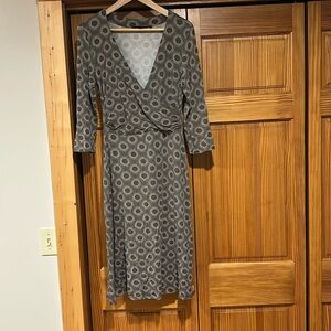 Brown & White Print Boden Jersey Dress UK 14/US10